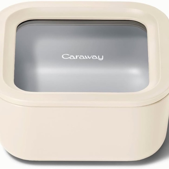 Caraway Glass 4.4 Cup Food Container - Ceramic Coated for Nonstick Storage-Cream - Picture 1 of 6